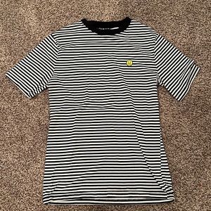 Empyre Men’s black and white striped frowny face tee